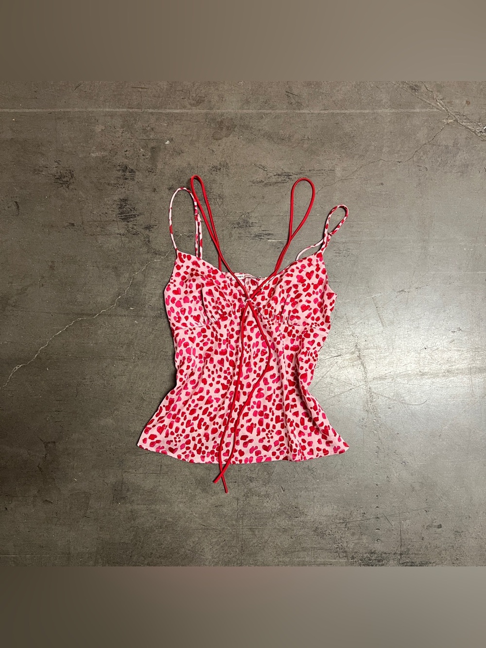 Pink and Red Leopard/Heart Print Euro Cami Top